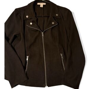 Style and Co suede Black Zip-Up Jacket gorgeous soft jacket size PL